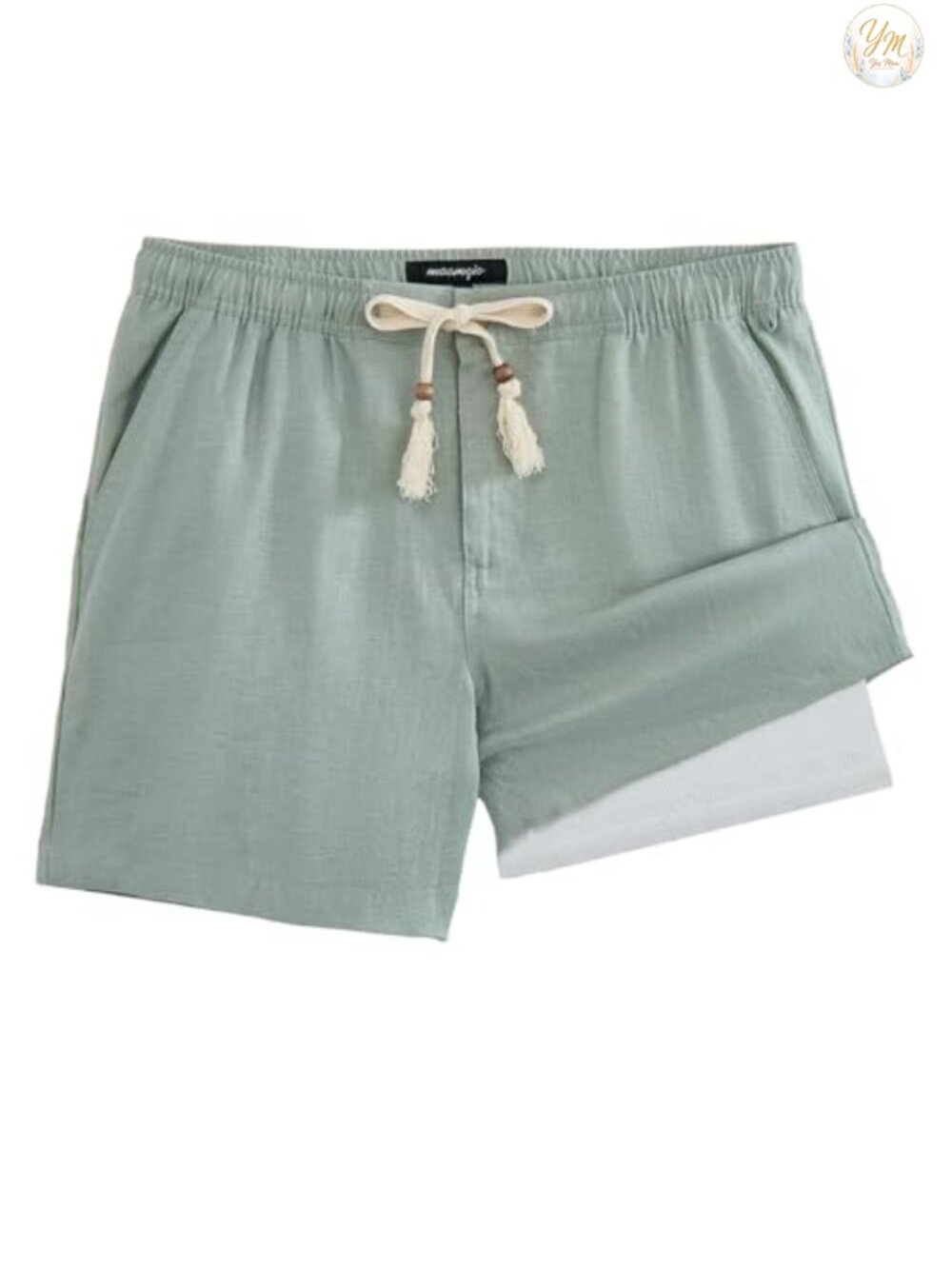 Men's Linen Casual Shorts 5 Inch 2 in 1 with Built-in Liner